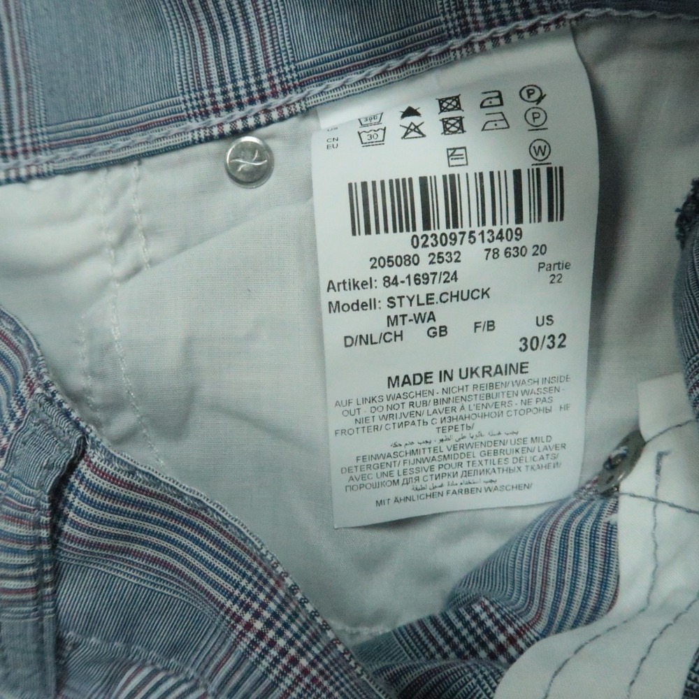 Brax Pants Men 28x29 Blue Plaid Chuck Ultralight Chino 5 Pocket Stretch - Picture 7 of 10